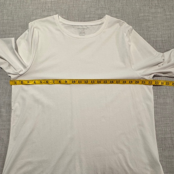 💙 Simons Contemporaine Supima Cotton Long Slv Tee XXL White Slighty Sheer NWOT - Picture 6 of 10